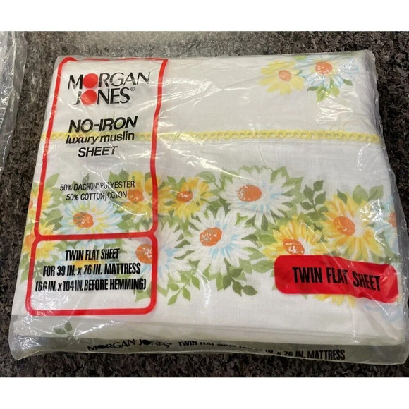 Morgan Jones Maytime Twin Flat Sheet Set‎ Of 2 Muslim No Iron 39” X 76” NEW VTG - Picture 4 of 4